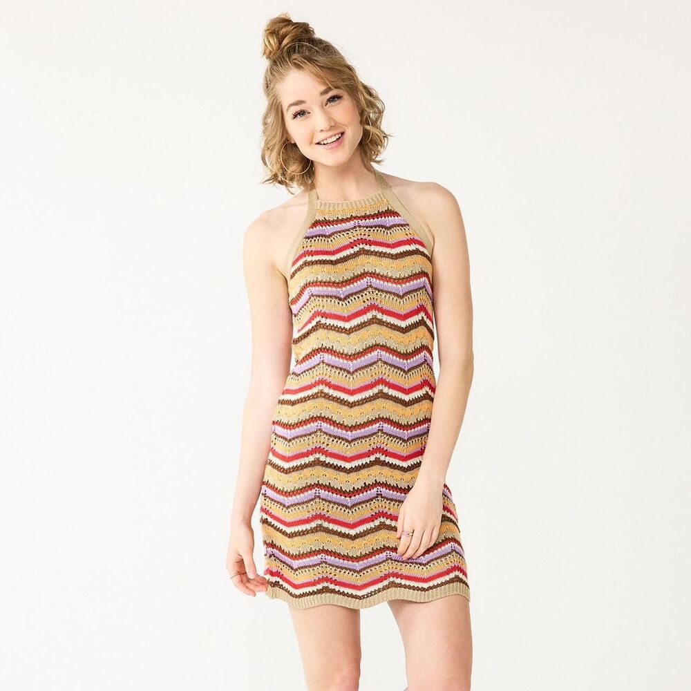 y2k Crocheted Halter Dress Size Large Summer Beach Hippie